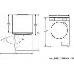 Стирально-сушильная машина MAUNFELD MFWM1586WHS, 8 кг, инверторный двигатель, 1500 об/мин, белая, SKU 33539