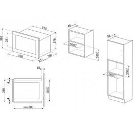 СВЧ-печь SMEG FMI025B3 60 см, черная, 25 л, Touch Control, 900 Вт, 6 функций, 8 программ, LED-дисплей, электронное открывание, 29739