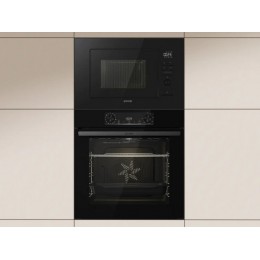 СВЧ-печь Gorenje BM201M2TBG 800Вт, 20л, черная, встраиваемая 60 см, 5 уровней мощности, 8 автопрограмм, блокировка от детей, таймер 95 мин, диаметр тарелки 24,5 см, управление сенсором.