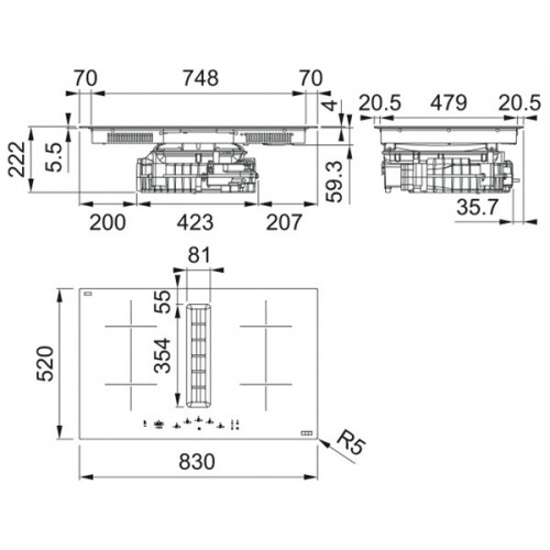 Варочная панель Franke FMA 8372 4RC R HI (340.0731.879) индукционная с вытяжкой