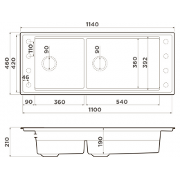 Мойка 35773 Omoikiri Sintesi Pro 114-2-MO Artceramic 1140x460 мм