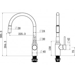 Смеситель Longran Sprint Logic LM219A Black, однорычажный, высокий излив, нержавеющая сталь, SKU 25181