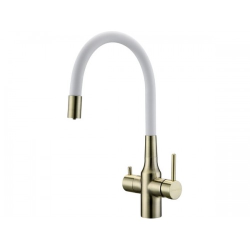 Смеситель Paulmark Salix Sa213419-BRW - Бронзовый с Белым Шлангом для Удобства и Стиля