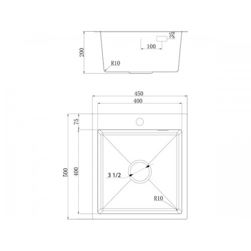 Мойка Ukinox Практика PRV450.500 -GT10C 0CW & S с выпуском
