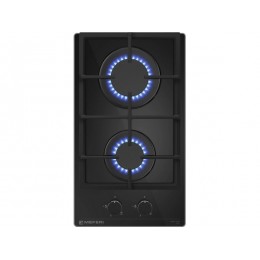 Варочная панель MEFERI MGH302BK 30 см, газовая, черная, стекло, 2 конфорки, SKU 29309