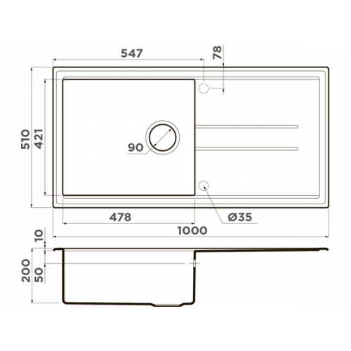 Мойка Omoikiri Tedori 100-DC из Тетогранита в цвете Темный Шоколад (4993920) - Качество и Стиль для Вашей Кухни