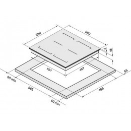 Варочная панель KRONA ONYX 27522, индукционная 59 см, черная, 4 зоны нагрева, сенсорное управление