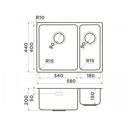Мойка Omoikiri Tadzava 58-2-U/I Ultra 15-IN-L из нержавеющей стали (4997118) - Качество и стиль для вашей кухни