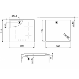 Варочная панель SMEG SE364ETBM 60 см, черная, стеклокерамика, 4 зоны Hi-Light, 28135