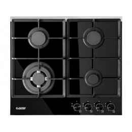 Варочная панель EXITEQ PFH 640 STGB-E/B газовая 60 см, чёрная, стекло, 4 конфорки, WOK, SKU 7543