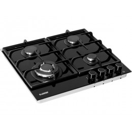 Варочная панель EXITEQ PFH 640 STGB-E/B газовая 60 см, чёрная, стекло, 4 конфорки, WOK, SKU 7543