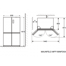 Холодильник MAUNFELD MFF190NFDSX, 33345, Side-by-side, 537 л, NoFrost, A+