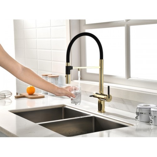 Смеситель Paulmark Gravity GR213888-G в золоте – Элегантность и Функциональность для Вашей Кухни