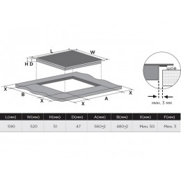 Варочная панель Midea MCH64107F 59 см, черная, 4 зоны HILIGHT, 6.6 кВт, SKU 25957