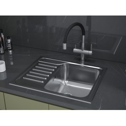 Мойка Kuchenstern BASIS 45, нержавеющая сталь, 600x500 мм, SKU 30758