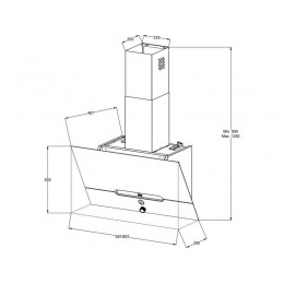 Вытяжка Jacky’s JV WB682, наклонная 60 см, черная, 1200 м³/ч, 9 скоростей, SKU 19366