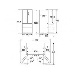 Холодильник MAUNFELD MFF190NFDPW01, 83 см, белый, 515 л, NoFrost, A+ (SKU: 33470)