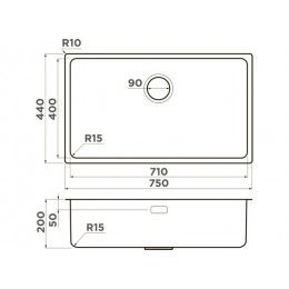Мойка 34977 Omoikiri Tadzava 75-U/I, нержавеющая сталь, 750x440x200 мм, 1 мм, шумоподавляющая.