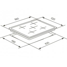 Варочная панель MEFERI MIH905BK ULTRA 86 см, индукционная, черная, 5 конфорок, сенсорное управление, SKU 29477.