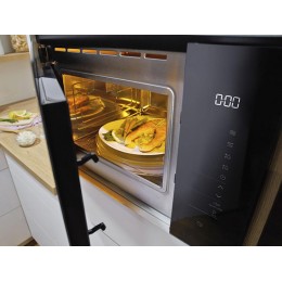 СВЧ-печь Gorenje BMI251SG3BG 25л, черная, встраиваемая, 900Вт, кварцевый гриль, 15 программ, SKU 27379