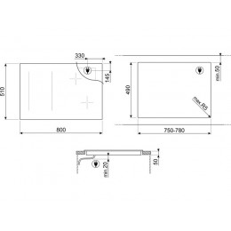 Варочная панель SMEG 28083, индукционная 80 см, серый, 6 зон, EVO Slider