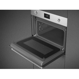 СВЧ-печь SMEG SO4301M0X 60 см, 40 л, 800 Вт, гриль, матовая нержавеющая сталь, стекло Eclipse, SKU 29083