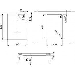 Варочная панель SMEG SIM3323D 38 см, черная, индукционная, 2 зоны, SKU 28085