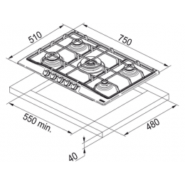 Варочная панель Franke FHTL 755 4G TC XS C (106.0183.104) газовая