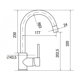Смеситель Longran Logic LM2101 - 93 Marone, тип: для кухни, гранит, высокий носик, аэратор, керамический картридж, SKU 18697.