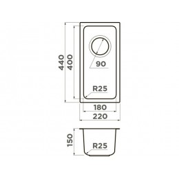 Мойка 34998 Omoikiri Tadzava 22-U/I-IN, подстольная, нержавеющая сталь, 220x440x150 мм
