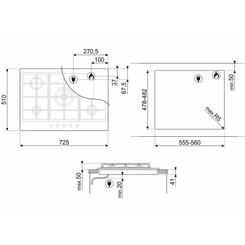 Варочная панель SMEG PX375 газовая - Элегантность и мощность на вашей кухне