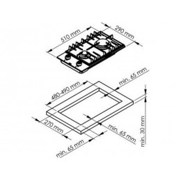 Варочная панель Jacky's JH GW331 газовая 29 см, белая, стекло, 3.9 кВт, SKU 22408