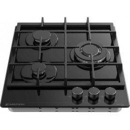 Газовая варочная панель MEFERI MGH453BK 45 см, 3 конфорки, черное закаленное стекло, SKU 29310