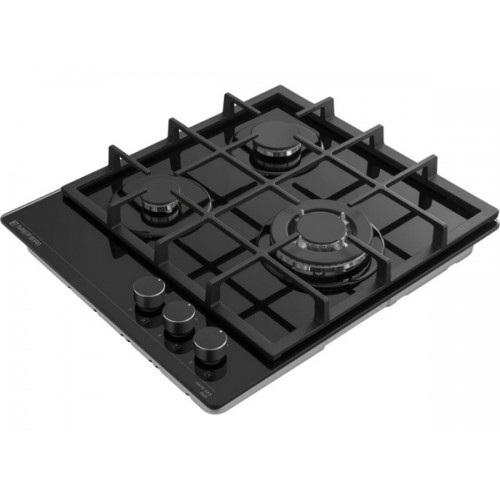 Варочная панель MEFERI MGH453BK GLASS POWER - газовая, черная, 4 конфорки, стеклянная поверхность