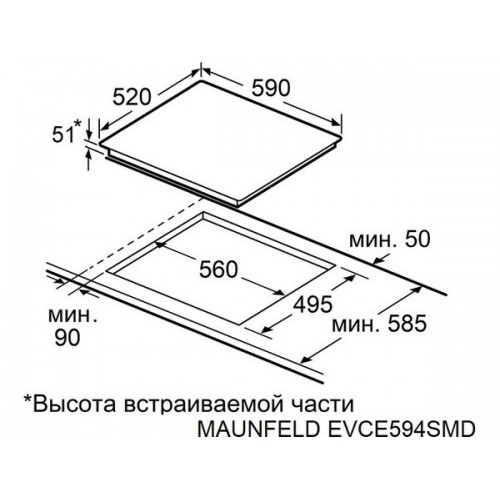 Варочная панель MAUNFELD EVCE594SMDPBK - Электрическая стеклокерамическая панель с сенсорным управлением