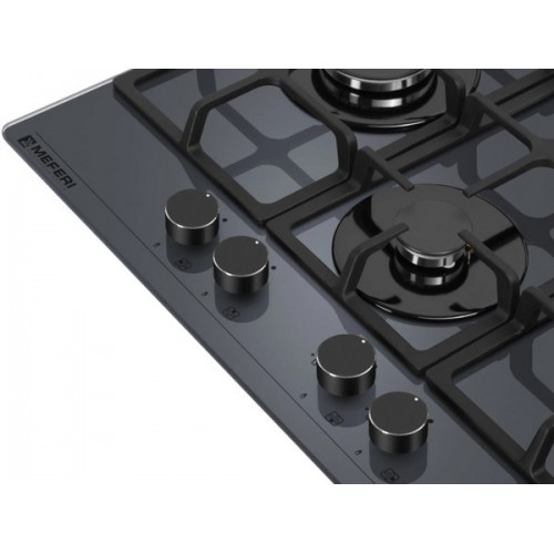 Варочная панель MEFERI MGH604GR GLASS ULTRA - Газовая плита с стеклянной поверхностью и высокой мощностью