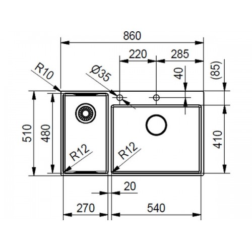 Мойка Franke Box Center BWX 220-54-27 TL с рабочим центром слева (127.0538.260) - Купить в интернет-магазине