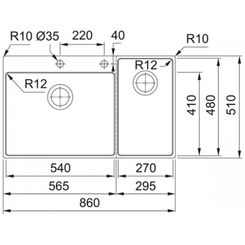 Мойка Franke Box Center BWX 220-54-27 TL с рабочим центром справа (127.0538.259) - Качественные решения для вашей кухни
