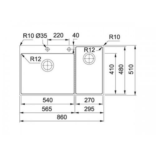 Мойка Franke Box Center BWX 220-54-27 TL с рабочим центром справа (127.0538.259) - Качественные решения для вашей кухни