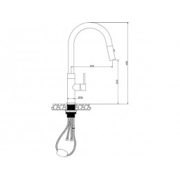 Смеситель Longran Techno LM2183 Black Gold, SKU 20627, однорычажный, с душевой лейкой, латунь.