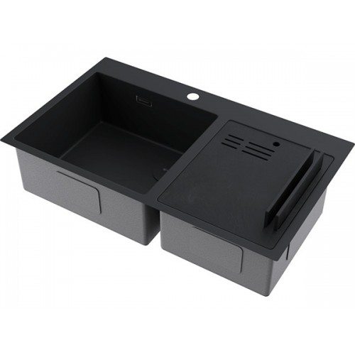 Мойка Omoikiri Akisame 86-2 Side-GB нерж. сталь/графит (4997047)