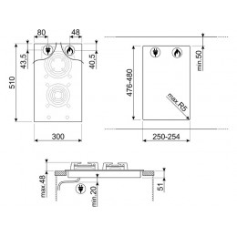 Варочная панель SMEG PV332CN газовая 30 см, черная, 2 горелки, 28137