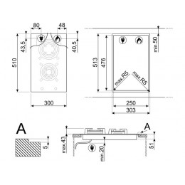 Варочная панель SMEG PV332CN газовая 30 см, черная, 2 горелки, 28137