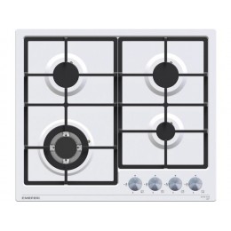 Варочная панель MEFERI MGH604WH LIGHT 34446, газовая, 4 конфорки, белая, эмаль, электроподжиг.