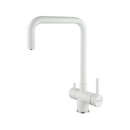 Смеситель Paulmark Wetter We213030-WH (SKU 21447), белый матовый, нержавеющая сталь, 360° поворот, подключение фильтрации