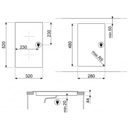 Варочная панель SMEG SE232TX1 30 см, черная, стеклокерамика, 2 зоны Hi-Light, 28058
