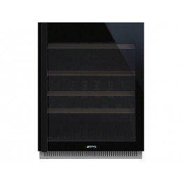 Винный шкаф SMEG CVI638RN3 60 см, черное стекло, 38 бутылок, 2 зоны, 25962