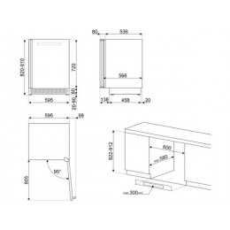 Винный шкаф SMEG CVI638RN3 60 см, черное стекло, 38 бутылок, 2 зоны, 25962