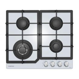 Варочная панель MEFERI MGH604WH 29465 газовая 59 см, белая, стекло, 4 конфорки, механическое управление