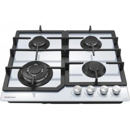 Варочная панель MEFERI MGH604WH 29465 газовая 59 см, белая, стекло, 4 конфорки, механическое управление